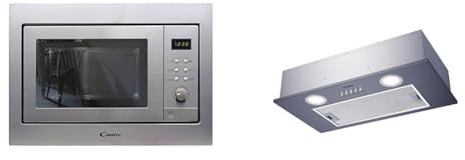Candy Microondas Integrable con Grill, 20L, 1250W, 8 Funciones, Digital, 8 Programas, Plato 24,5CM & Campana CBG625/1X grupo filtrante, 3 niveles de potencia, Capacidad extracción 200m3/h