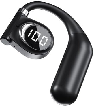 K1 Auriculares Bluetooth 5.3 Abiertos, 14 Horas de Reproducción, Drivers de 13MM, Pantalla LED Digital, Modo Música y Juego de Baja Latencia, Diseño Ergonómico para Seguridad y Confort (Izquierdo)