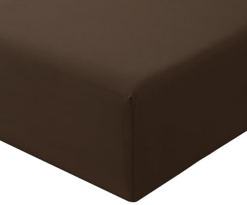 RUIKASI Super King Fitted Sheet Deep 40cm Pocket, Brown 180x200cm | OEKO-TEX Soft Brushed Microfiber Superking Bottom Sheet Ultra Deep Fit Bedsheet Machine Washable Easy Care