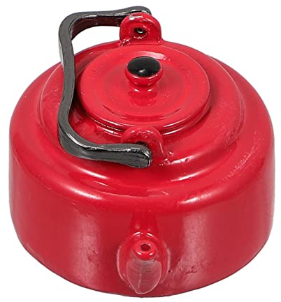 BESTOYARD Dollhouse Miniature Red Teakettle Imitation Kettle Model for Boys and Girls Decor
