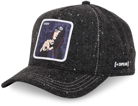 Gorra Naruto Hombre y Mujer, Gorra Trucker, Ajustable mediante el Snapback, Negro jaspeado/Blanco/Viole, Talla única