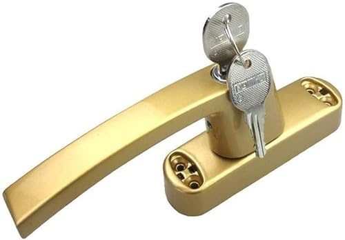 Manillas para ventanas, Manija de accionamiento de pulido con revestimiento de aleación, manija de conexión con llave, cerradura de puerta y ventana, manija de puerta de seguridad(57 mm)