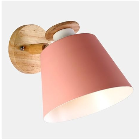 Lámparas de Pared y Apliques Modernos con Base de Madera de macarrón, luminarias de Pared de Metal para Interiores, Base E26/E27, iluminación de Pared para Dormitorio, mesita de Noche, cafetería,
