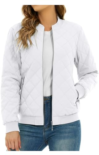 CNYUON Ropa de abrigo Chaquetas acolchadas y cálidas for mujer, abrigos retro con acolchado de rombos, bolsillos cremallera completa, ropa abrigo informal(Color 1,M)