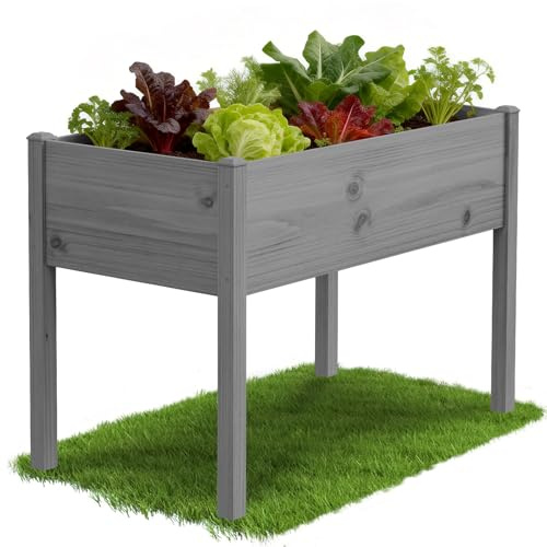 Hochbeet aus Holz - 116x60x80cm Großes Erhöhtes - Naturbelassenes Pflanzkasten & Blumenkasten - Pflanzbeet Kräuterbeet Blumenbeet für Garten Balkon Terrasse