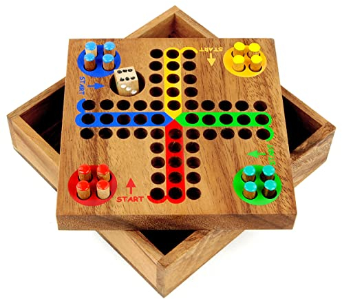 Logica Spiele Art. Ludo S - Taschenspiele - Brettspiel aus Holz - Würfelspiel - Gesellschaftsspiel - Familienspiel aus Holz - Reiseversion