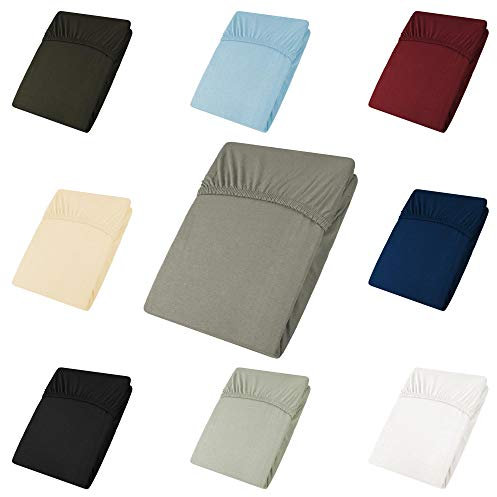 CelinaTex Active Topper Spannbettlaken 200x200-200x220 cm dunkel grau Baumwolle Bettlaken Jersey Laken