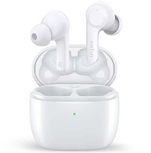EarFun Wireless Earbuds, [What Hi-Fi Awards] Air Bluetooth In-Ear Headphones with 4 Mics ENC, Sweatshield™ IPX7 Waterproof, Clear Sound, Deep Bass, Wireless Charge, App Customize EQ, 35H, White