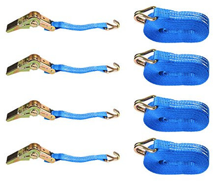 Trintion 4pc Ratchet Straps - 25MM, 5M, 800KG Heavy Duty Load Securing Straps With J Hooks for Trailer, Motorcycle, SUP, Kayak, Luggage, Cargo Transportation