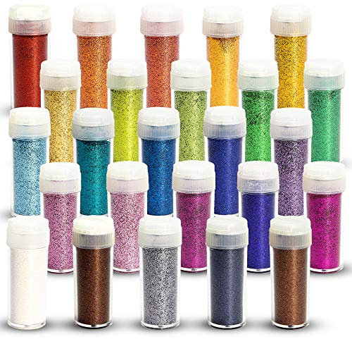 Feiner Glitzer 25 x 10g (250g) | Glitter Set | Glitzerpulver | Pulver-Glitzer Basteln - Fasching - Deko usw