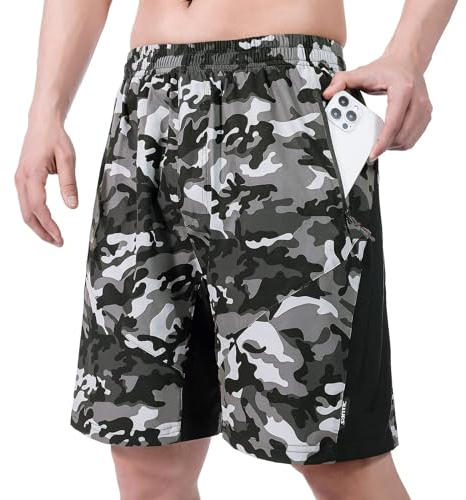 Santic MTB Hose Herren Kurz Radlerhose Gepolstert Fahrradhose Bike Shorts Baggy Mountainbike Hose Atmungsaktiv Elastische Outdoor Radhose Sport Grau 4XL