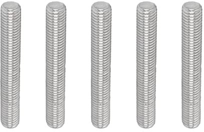 Rebower Totalmente Roscado Varilla 304 Inoxidable Acero Mano Derecha Perno Prisionero Barra, [para Colgadores Abrazaderas U Pernos] - M12 x 100mm Macho Roscado/Plateado/Paquetes de 5