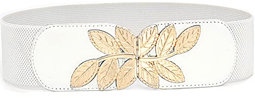Doneboo Cintura elastica da donna Cintura elastica in vita lusinghiera con fibbia dorata Cintura larga 5,5 cm per donna