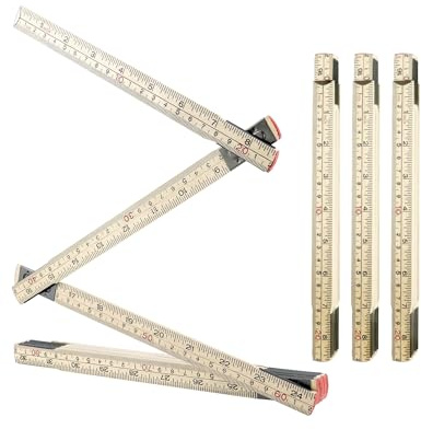 QWORK Folding Wood Rule, 4 Pack, 6FT 6 Inch Foldable Ruler with US and Metric Measurements for Carpenters