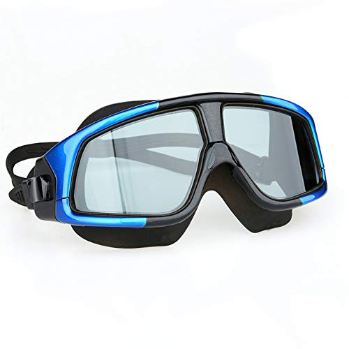 ZJCNHY Schwimmbrille Schwimmbrille, bequem, Silikon, großer Rahmen, Schwimmbrille, Antibeschlag, UV-Schutz, for Herren und Damen, Schwimmmaske, wasserdicht (Color : Clear Blue)