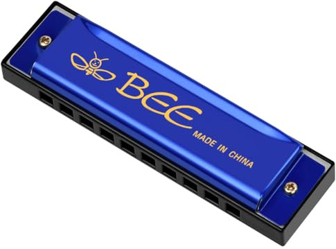 OFFCUP Armónica Diatónica, 10 Agujeros Harmonica Blues, 20 Tonos Diatónica en Do, Armónica Juguete con Bolsa de Almacenamiento para Principiantes Niños Estudiantes Adultos Como Mejor Regalo - Azul