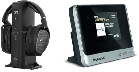 Sennheiser RS 175 Digitaler drahtloser Over-Ear-Kopfhörer -Bassverstärkung und Surround-Sound für Heim- und TV-Entertainment-Systeme & TechniSat DIGITRADIO 10 C DAB+ Digitalradio Adapter Farb-Display