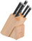 Lagostina Iceforce, Set Coltelli da Cucina, Ceppo in Legno con 5 Coltelli in Accaio Inox, Confezione con Coltello Pane 20cm, Coltello Chef 20cm, Coltello Santoku 18cm, Multiuso 11cm e Spelucchino 9cm