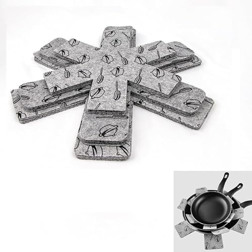 Yisanba 12 Stück 3 Verschiedene Größen Topf- und Pfannenschutz, Filzgleiter für Pfannenschutz Plattenschutz zum Stapeln von Tellertrennern zum Trennen von Töpfen und Pfannen Topfteiler-Pads