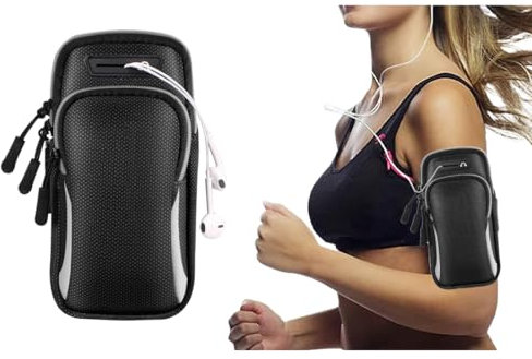 MWUMRCM Brazalete Movil Running, con Orificio Auriculares, Universal Impermeable Móvil Bolsa para Brazos Fundas para Gimnasio, Viaje, para IP 12 11 Pro XR, GalaxyS10 Plus/S9, hasta 6,7
