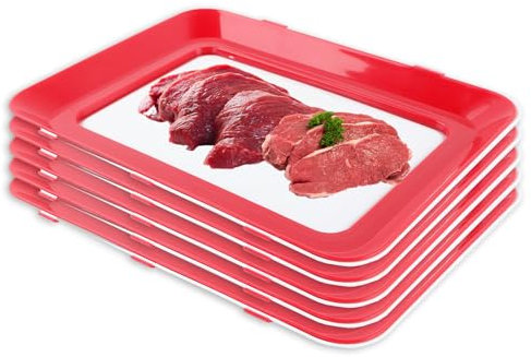 Lot de 5 plateaux de conservation sous vide avec film élastique - Boîte à charcuterie - Organisateur de réfrigérateur - Pour charcuterie - Réutilisables - Pour la cuisine