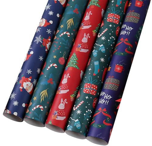 Julpapper, set med julklappspapper, semesterpapper, julpresentpapper, julgransmönster, presentpapper för, flickor, barn