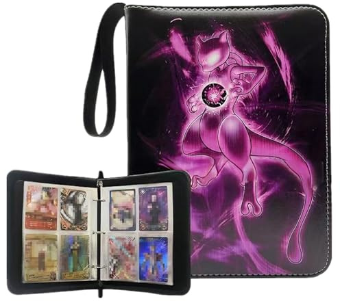 Sammelkartenalbum, 400 Kartentaschen, 50 Seiten, Wasserdichtes PU-Material, Tragbar, Schwarz (Lila schwarzer)