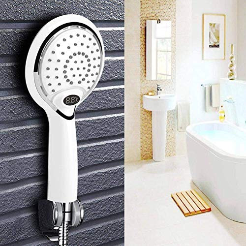 Accessoires de salle de bain Douche, douchette à main, pommeau de douche automatique à lumière LED, pommeau de douche à LED 3 couleurs, douchette à main, salle de bain, affichage numérique de la tempé