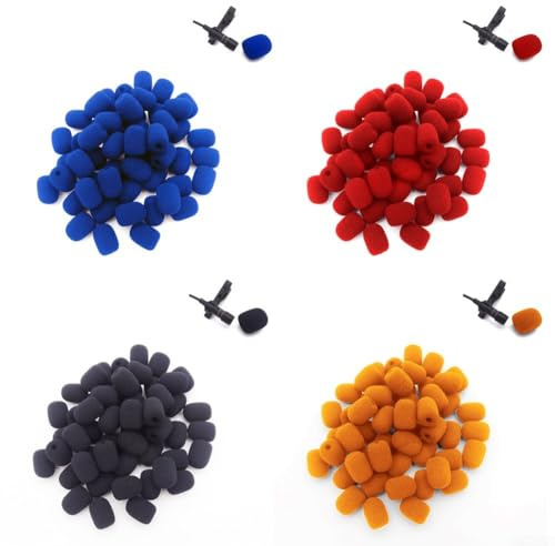 Honseadek Mini cuffie per microfono, confezione da 10 pezzi, copertura antivento in schiuma, dimensioni ridotte, protezioni in schiuma (blu)