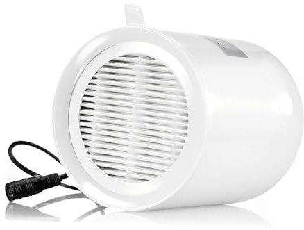 Moonjor 4” Fume Extractor Fan, DC 12V Inline Ventilation Fan w/Filter Mesh, Check Valve for Bathroom Vent Room Basement Greenhouse Attic Kitchen (No Controller)