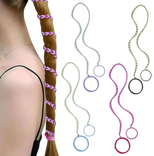 Tomedeks 4 Pcs 25 Colorful Spiral Braided Hair Ties for Women,No Damage Spiral Ties Elastic Ponytail Holders,Rip Tie Hair Ties,Elastic Sports Braided Hair Ties for Long Thick Curly Thin Fine Hair