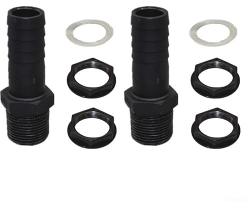 2 juegos de conectores de manguera de 25 mm compatibles con tanques de agua de lluvia y barriles, incluyendo anillos de sellado y arandelas para conexiones estables