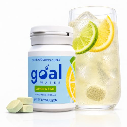 GOAL WATER, Water Flavouring Tablets, Lemon & Lime, 30 Tablets | Water Drops for Hydration, Bold Fruity Flavour, To Help You Drink More Water, Sugar Free, With Vitamins B, C, D, E, Zinc