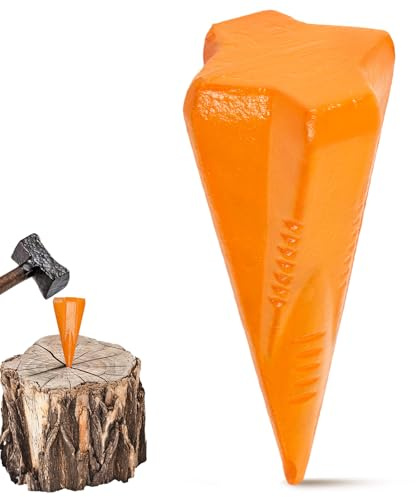 Otoolling 1 Pcs 4 Lbs Wood Splitting Wedges Manual Log Splitter Wedge 4-Direction Diamond Design Forged Steel Tool for Easy Wood Splitting Splits Firewood into 4 Pieces Less Effort(Orange)
