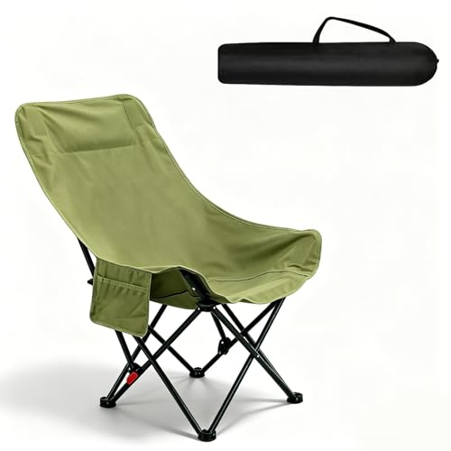 Bcuuozeeing Campingstol hopfällbar 150 kg, vikbar stol, ultralätt fällstol, strandstol, fiskestol, utomhusstol, demontering och montering, för camping picknick utomhus, vintergrön
