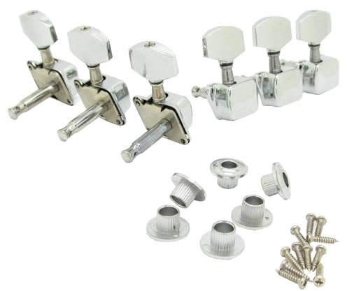 Pxyelec 6-PCS 3L3R Semiclosed Guitar Tuning Pegs Machine Heads, Locking Tuners Tuning Keys Set for Acoustic, Classical, Electric Guitar Replacement, Chrome