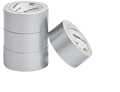 Amazon Basics Heavy Duty Advanced Strength Duct Tape, 0.047m Wx 18.2 m L, Silver, 4-Pack, Great for General-Purpose Use, Home repairing, DIY work, Auto repair and Outdoor activities