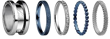 BERING Austauschbar Ring Set für Damen in Silber & Blau mit einzigartigem Twist- & Change System, Symphony-Set-A