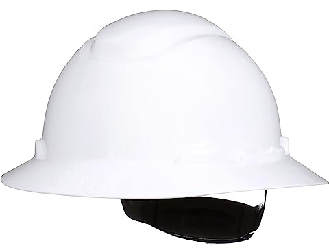 3M Hard Hat SecureFit H-801SFR-UV, White, Non-Vented Full Brim Style Safety Helmet with Uvicator Sensor, 4-Point Pressure Diffusion Ratchet Suspension, ANSI Z87.1