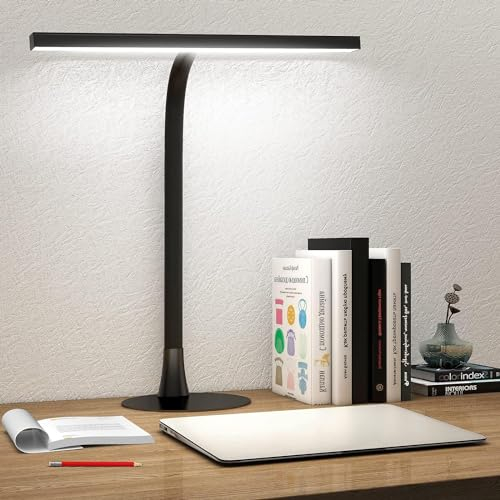 NovoLido - 10W Lampada da Scrivania a LED per Architetto, Lampada da Tavolo con Collo di Cigno Flessibile, 3 Modalità Colore e 30 Livelli di Luminosità per Pianoforte, Banco da Lavoro, Monitor, Nero