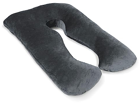 ELONEO Schwangerschaftskissen XXL, Seitenschläferkissen mit Bezug, Pregnancy Pillow extra groß in U Form, Stillkissen mit weichem, abnehmbarem und waschbarem Bezug, grau
