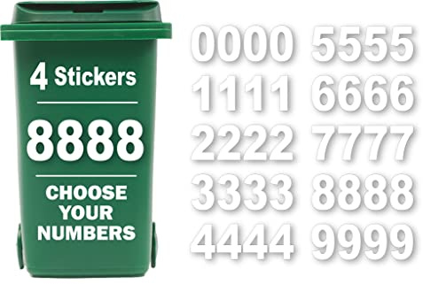 4 x Bin Numbers for Wheelie Bins, 0-9, Dustbin Stickers, Easy Application 17.5cm Stick On Number Stickers - Weatherproof Self Adhesive Vinyl (Number 8)