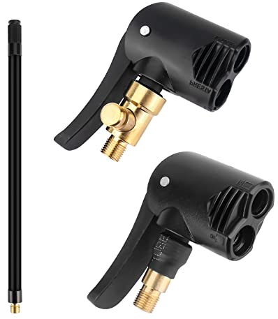 CTDMJ Reifenfüller Schlauchadapter mit 2Stück Messing Amerikanisches & Französisches Standard- Reifenventil Hebelstecker, Auto Reifenfüllschlauch, Ventilverlängerung Adapter für Auto Motorrad Fahrrad