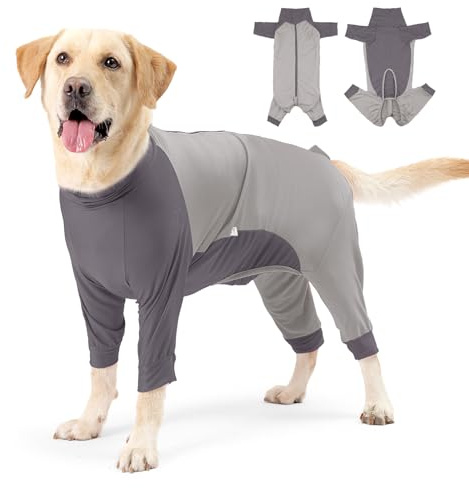 Etdane hund kirurgi återhämtning kostym hund onesie för kvinnliga manliga hundar medicinsk husdjur skjorta anti-slickning justerbar förhindrar fällning hår lapptäcke grå/S