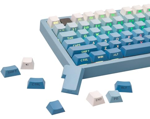 EPOMAKER 133-Key Double-shot Side-printed PBT Cherry Profile Keycap Set for Mechanical Gaming Keyboard, Compatible with ANSI Layout, MX-Clone Switches Gateron/Kailh/Epomaker Switch (Sky Blue)