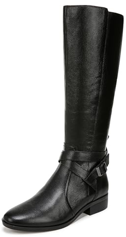 Naturalizer Womens Rena2 Flat Knee High Boots, Wide Fit, Black Leather, UK 4