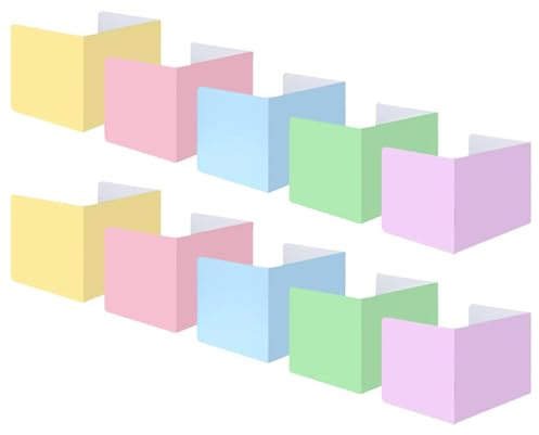 LDHHYH 10 Piezas Separadores de Escritorio 40 x 30 cm, Panel Privacidad Plegable de Carton Corrugado en 5 Colores, Divisor Mesa para Aula, Oficina y Biblioteca