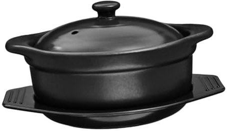 COLLBATH Casseruola in Ceramica Da 1,09l Con Doppio Manico e Coperchio, Pentola Per Stufati Multifunzionale Resistente Al Calore, Pentola Per Zuppe Per Cucina e Ristoranti