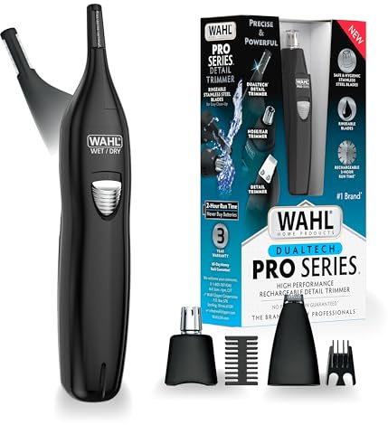 Wahl Pro Series® Rechargeable Eyebrow, Ear & Nose Hair Trimmer for Men – Painless DualTech® Eyebrow Trimmer & Facial Hair Removal Device – Model 3025656