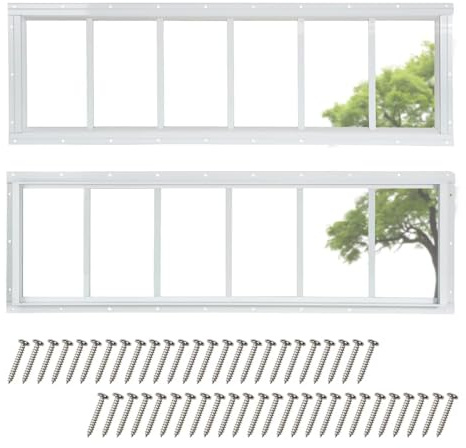 COLORPAPA 2 Pack Shed Windows, 10x35 Transom Window Fixed Design with Tempered Glass for Shed, Chicken Coop, Playhouse, Household, Garage, Barns (White)